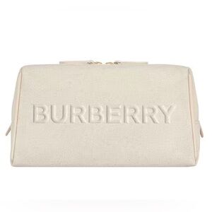 Burberry Double Zip Cream Makeup Toiletry Bag Unisex NWT